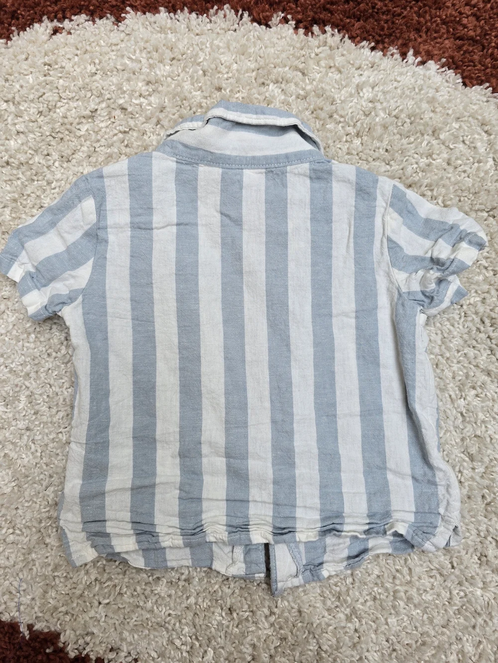 Carter's Light Blue & White Striped Short-Sleeve Button-Up Shirt